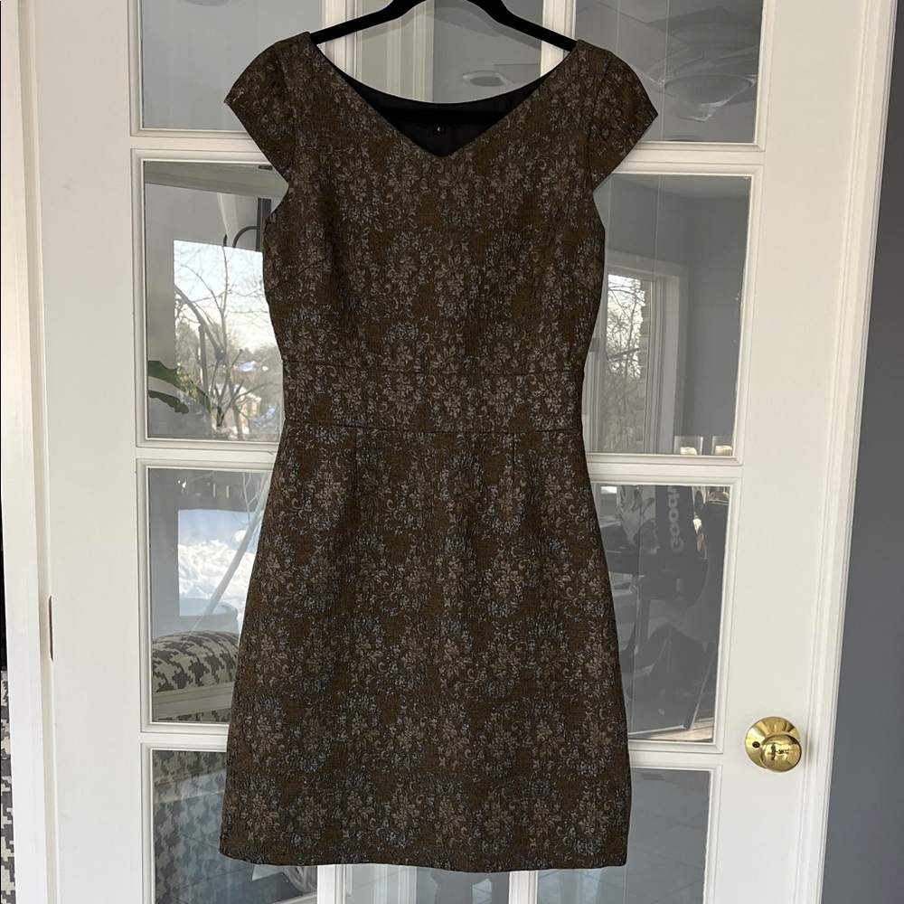 Tocca Brown, Black, Silver Wool Blend Dress